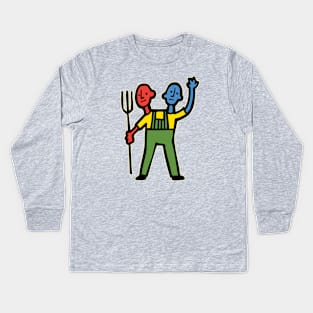 2-Headed Farmer Color! Kids Long Sleeve T-Shirt